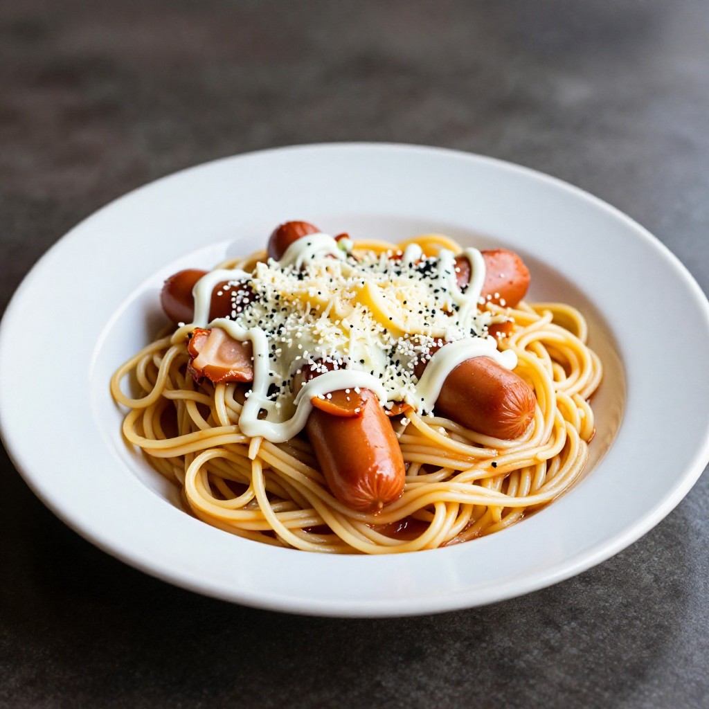 Pinoy Carbonara  with Ham and Bacon