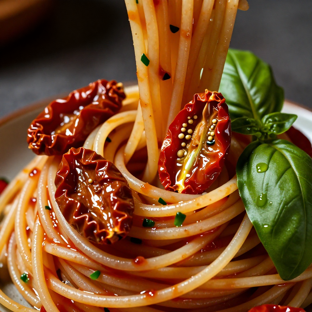 Simple Sun-Dried Tomato and Basil Spaghetti