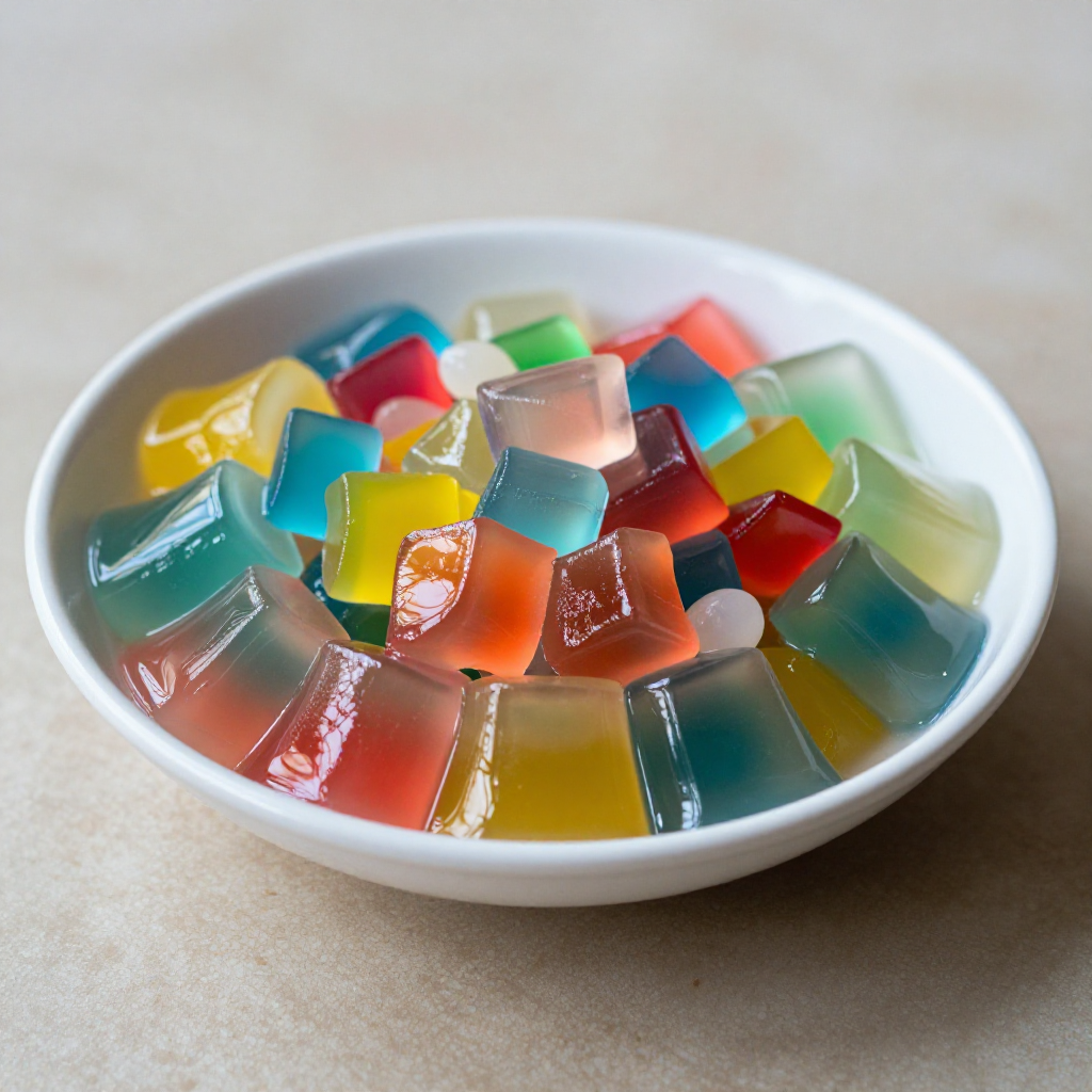 Almond Jelly with Fruit Cocktail