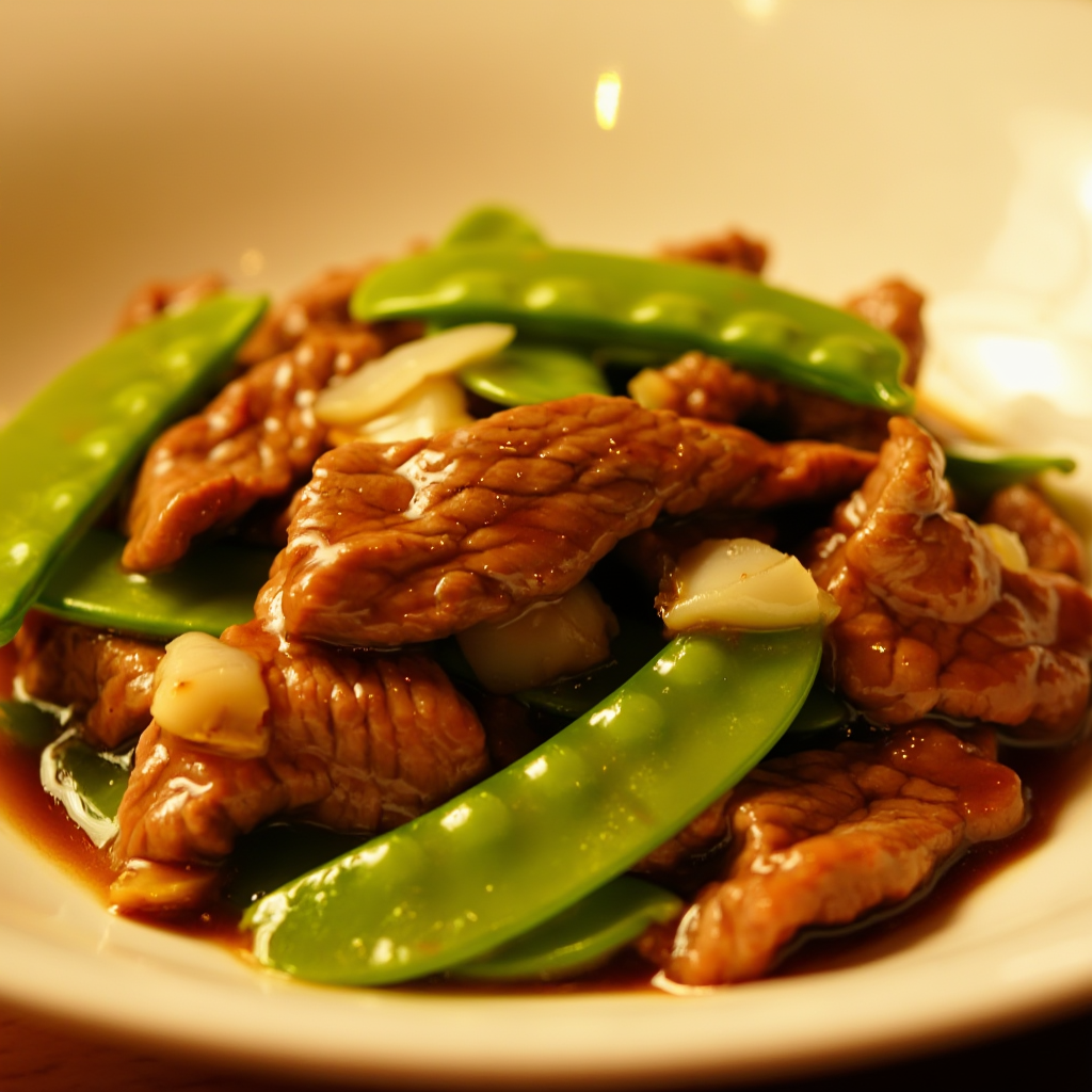 Beef in Oyster Sauce with Snow Peas