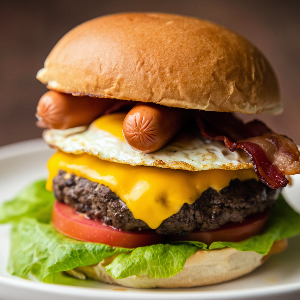 Cheeseburger and Hotdog Sandwich