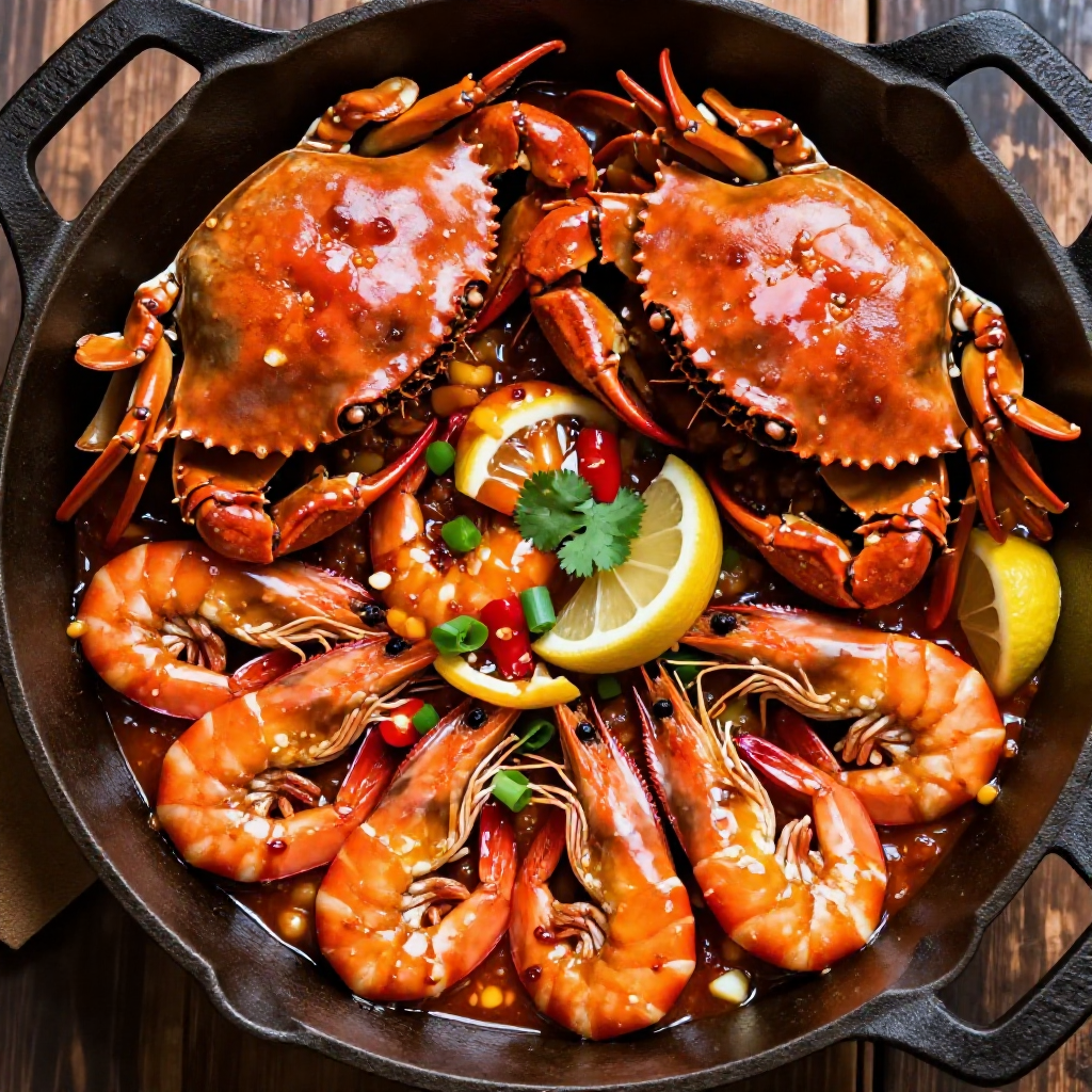 Chili Garlic Crab and Shrimp