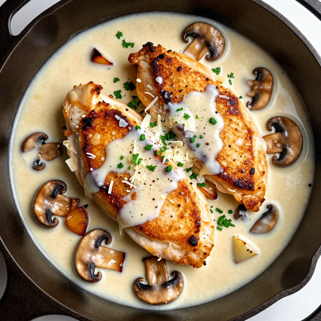 Creamy Garlic Parmesan Chicken with Mushrooms