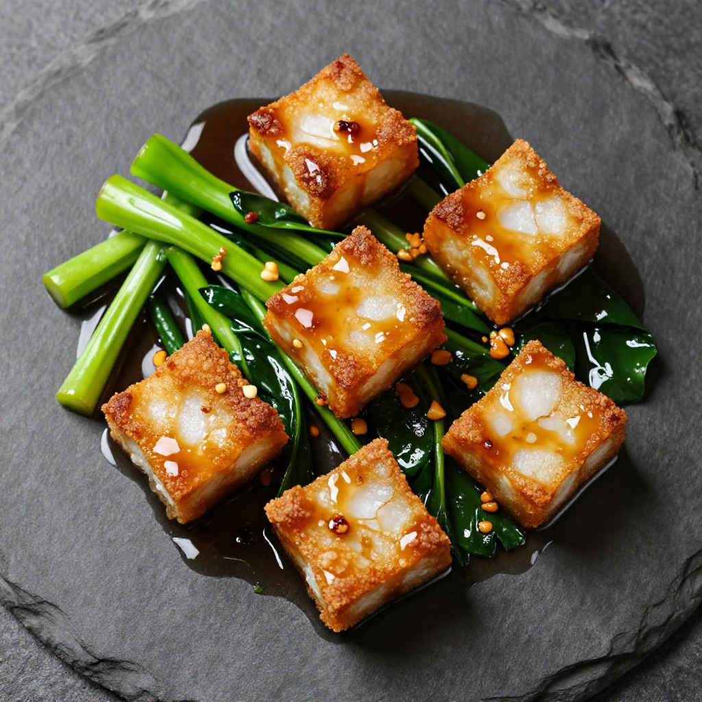 Garlic Tokwa and Kangkong in Oyster Sauce