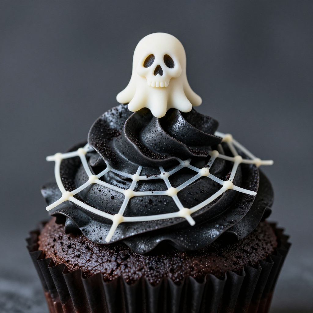 Ghostly Dark Chocolate Cupcake