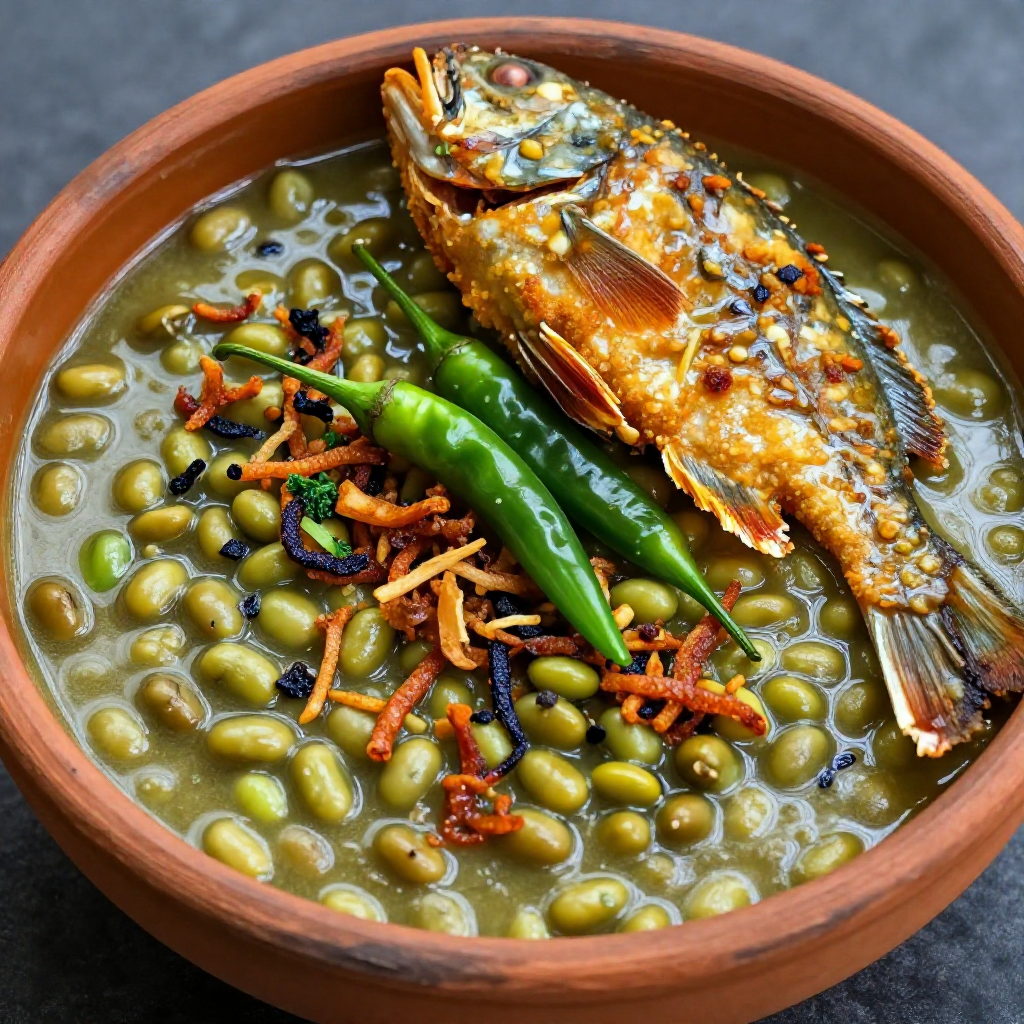Ginisang Munggo with Tinapa and Fried Red Snapper