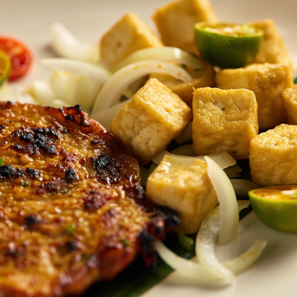 Grilled Liempo with Fried Tofu