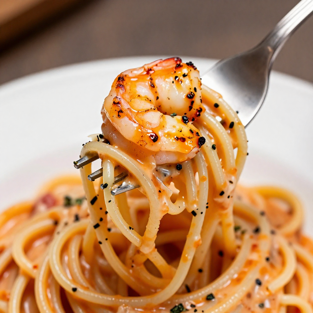 Shrimp Pasta in Tomato Cream Cheese Sauce