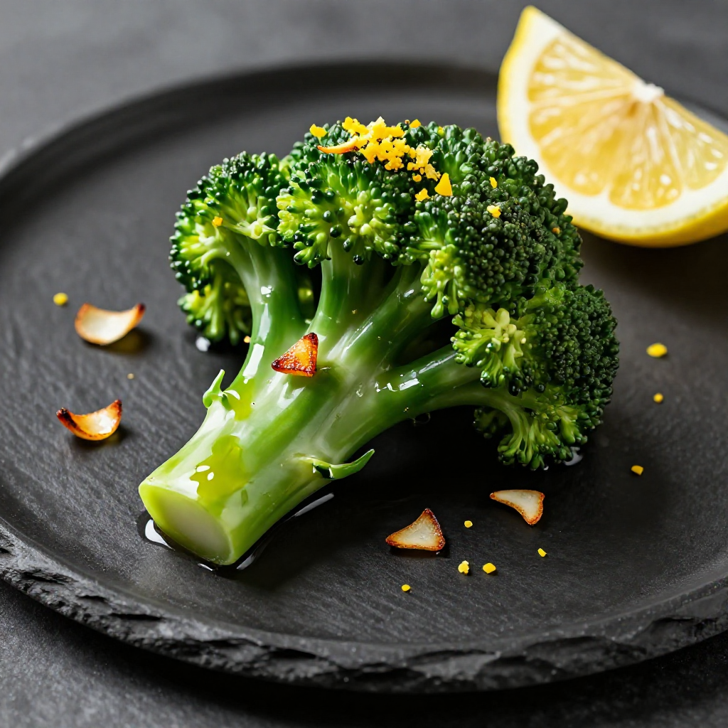 Steamed Broccoli with Toasted Garlic and Lemon