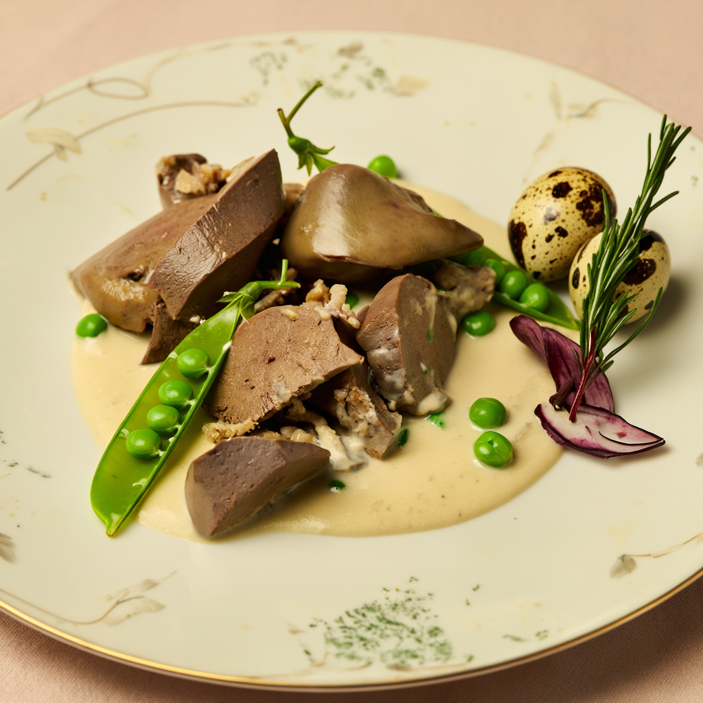 Liver and Gizzard with Sweet Peas