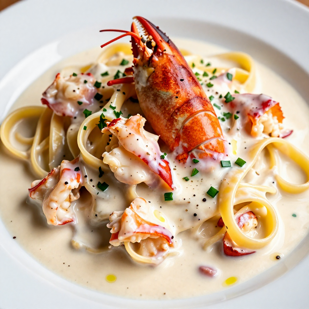 Lobster Pasta in Creamy Alfredo Sauce