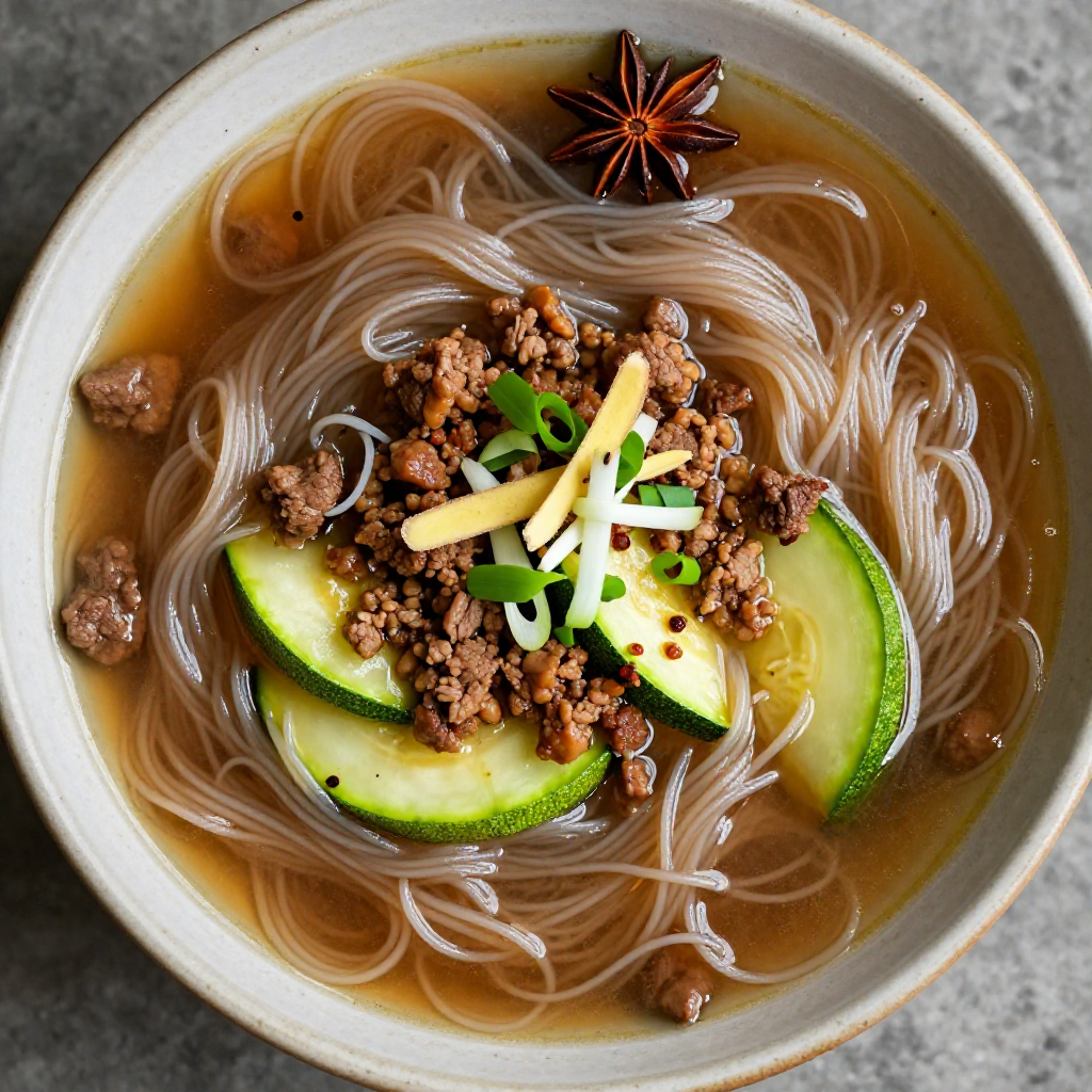 Misua with Ground Beef and Zucchini Soup
