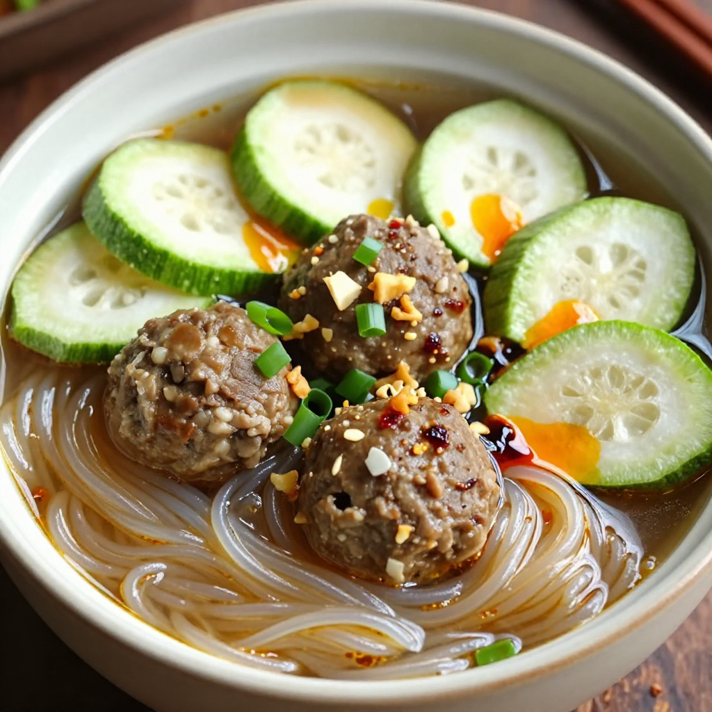 Misua with Patola and Meatballs