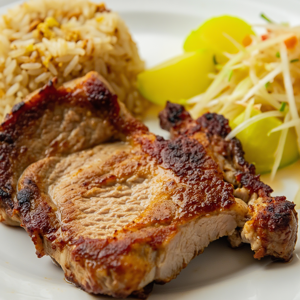 Oven Baked Pork Chop Silog with Atchara