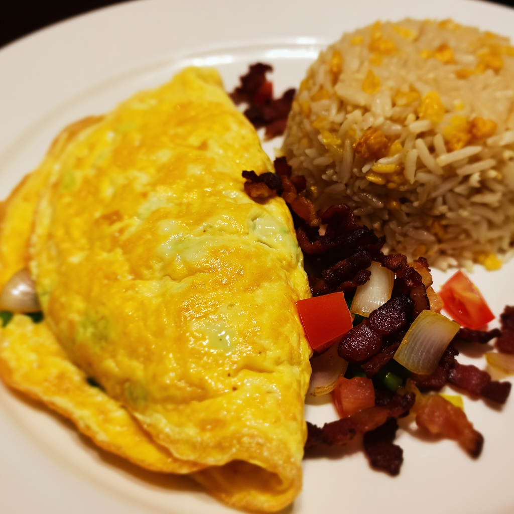 Pinoy Breakfast Omelet and Bacon Garlic Fried Rice