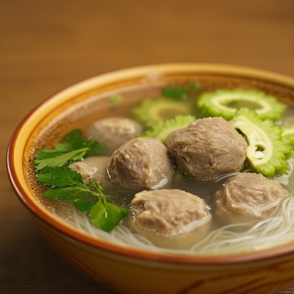 Pork Bola Bola Soup with Misua and Patola