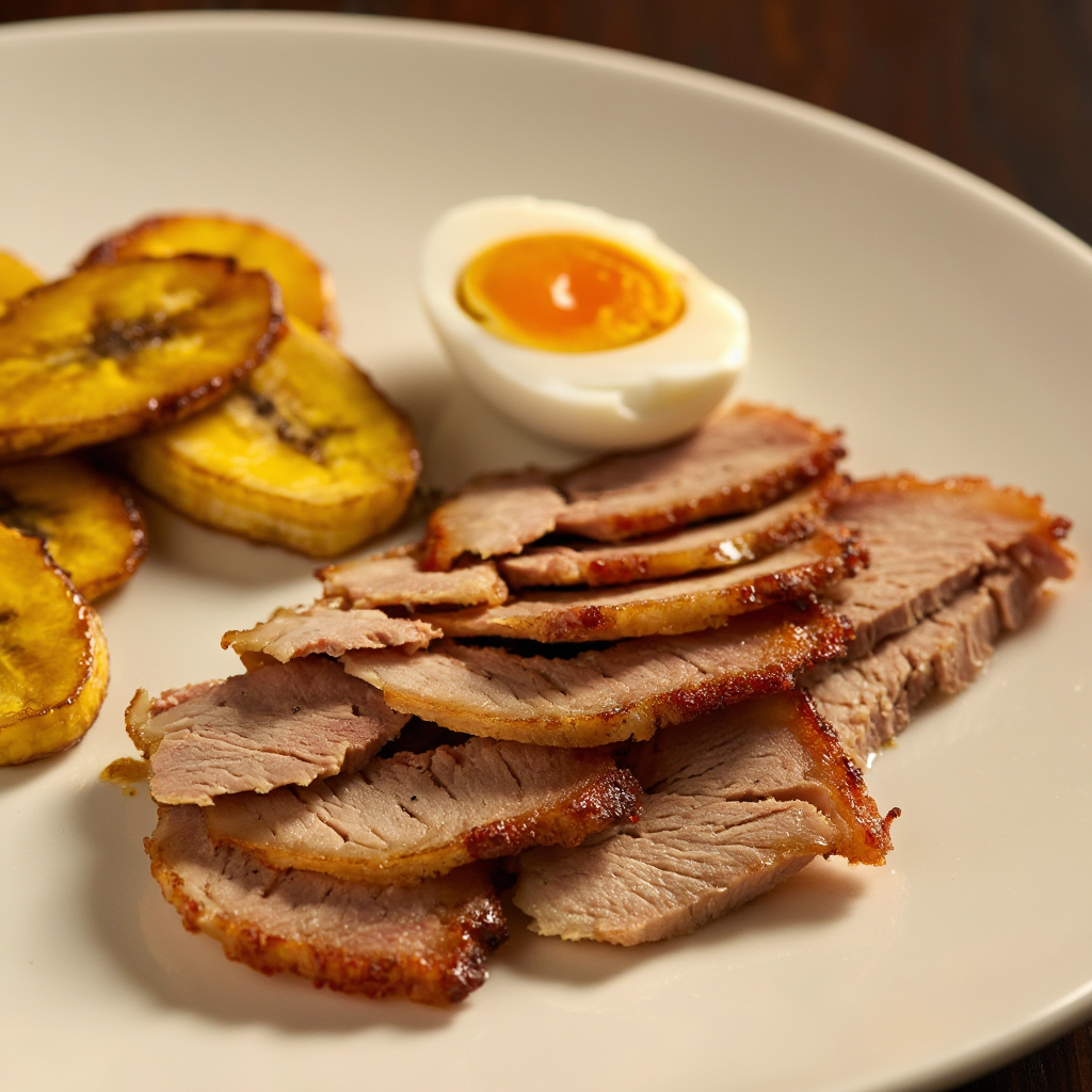Pork Tapa with Fried Banana and Salted Egg