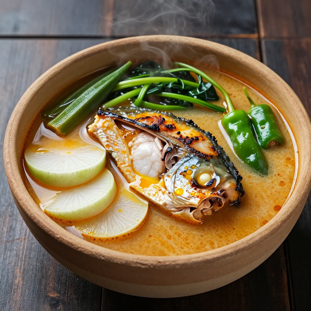 Sinigang na Panga ng Tuna  (Tuna jaw cooked in sour broth)