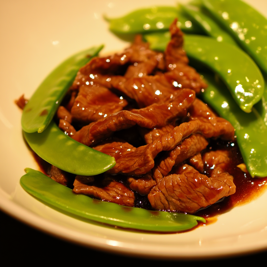 Stir Fried Beef with Oyster Sauce and Snap Peas