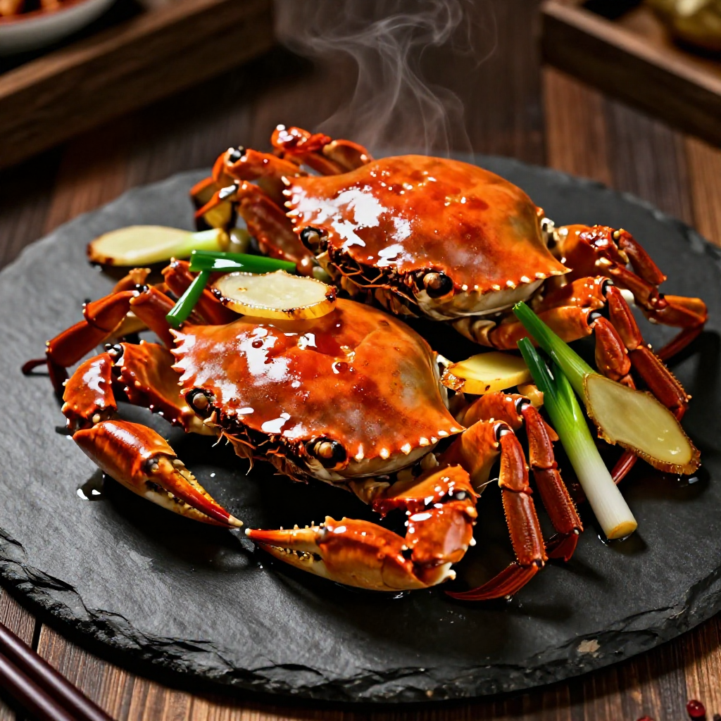 Stir Fried Crabs with Ginger and Scallion