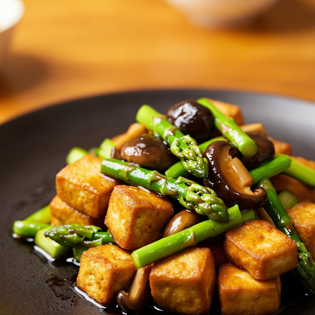 Tofu, Asparagus and Mushroom Stir-Fry