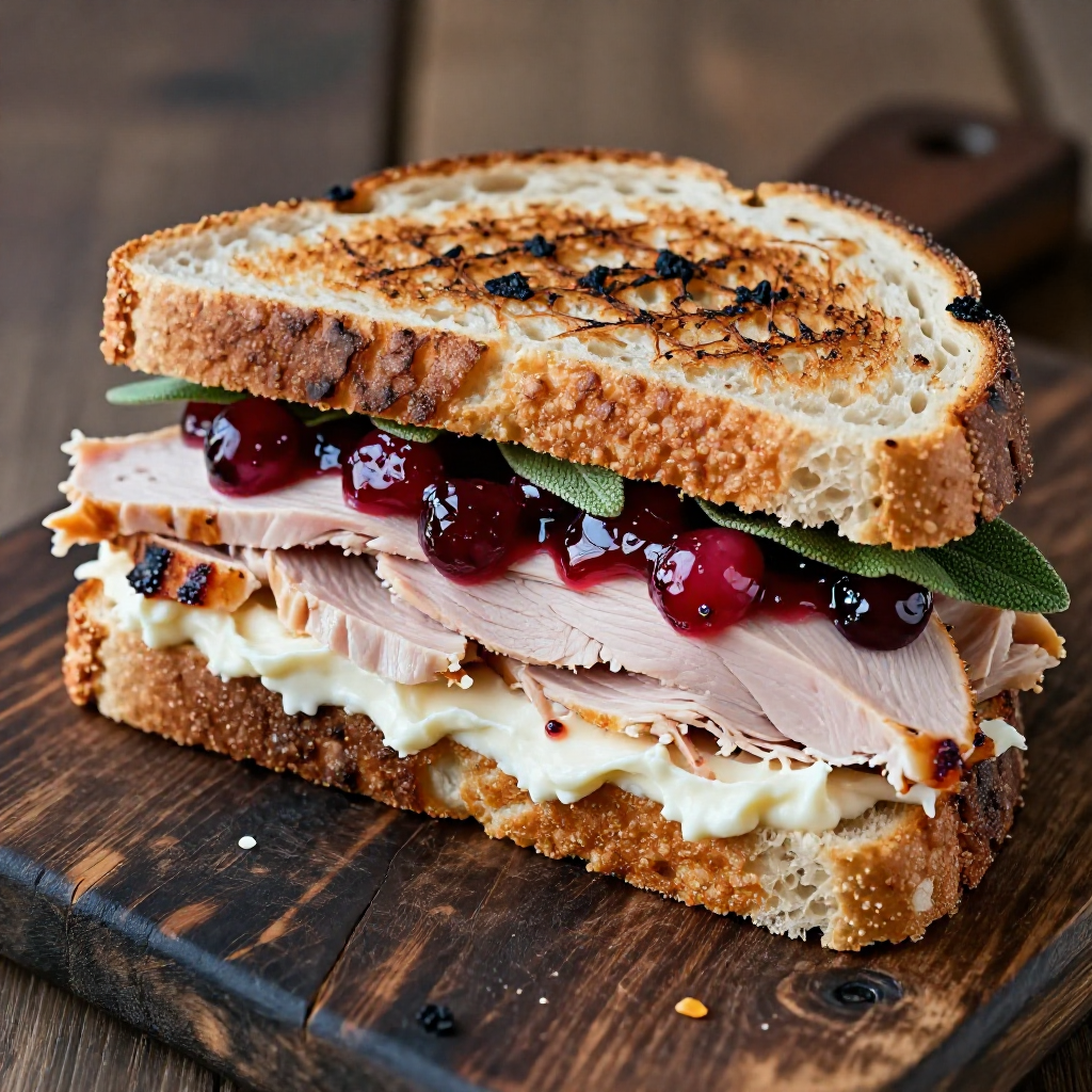 Turkey and Cranberry Sandwich with Cream Cheese